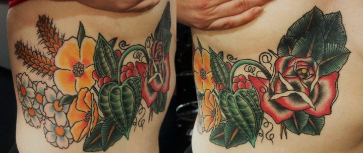 Crazy ribstosternum cover up Tattoo by Kyle Carter