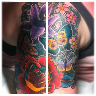 Cover Tatto on Flowers And Butterflies Cover Up    Tattoo Zoo