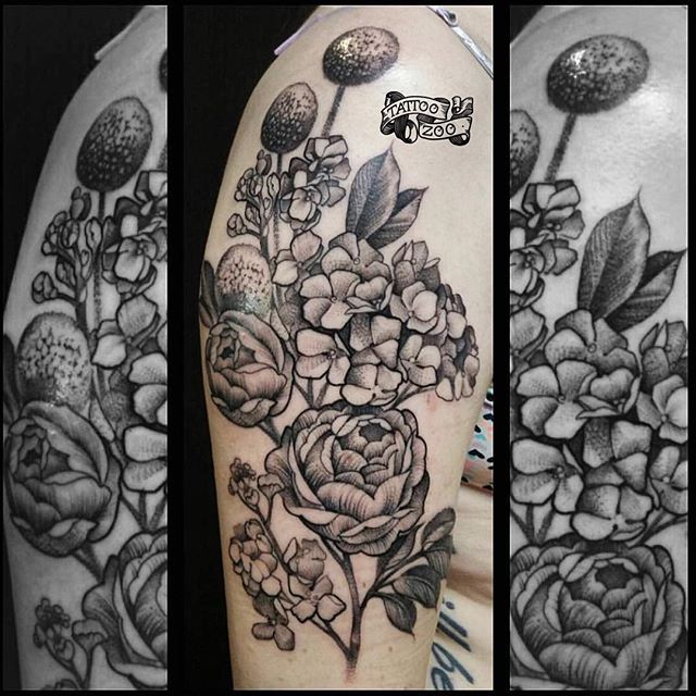 Beautiful flowers by @davidmaiertattoos Call 250-361-1952 to book.