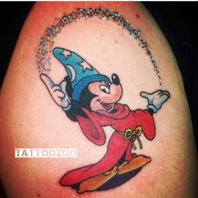 "To Laugh At Yourself Is To Love Yourself." - Mickey Mouse (tattoo by @gerrykramer)