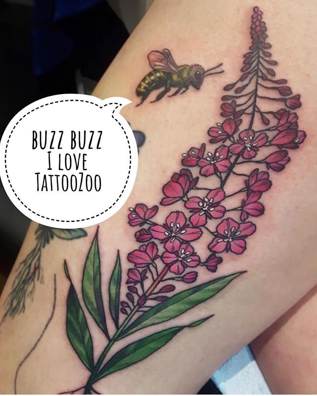 Buzz buzz. It’s Monday and we are open 12-5pm. (tattoo by @marymadsentattoos)