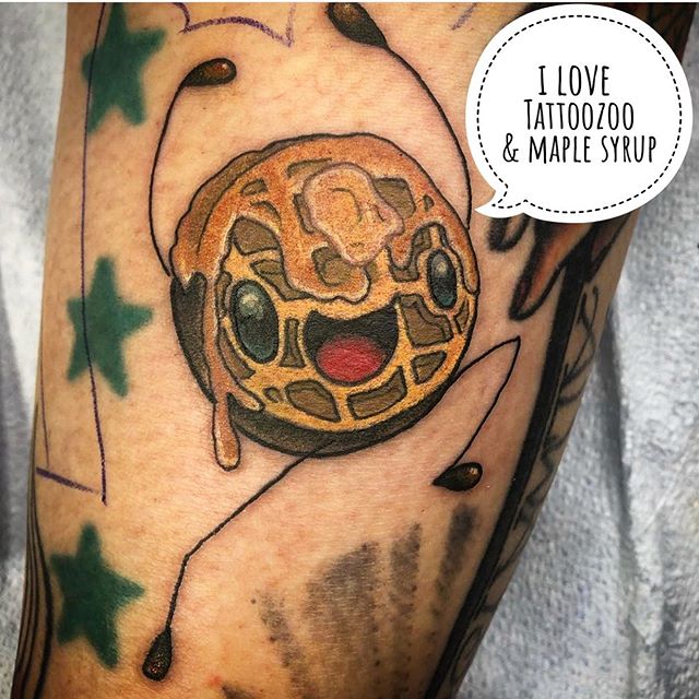 Why is there no waffle emoji!!?? 🥞 (delicious tattoo by @gerrykramer)