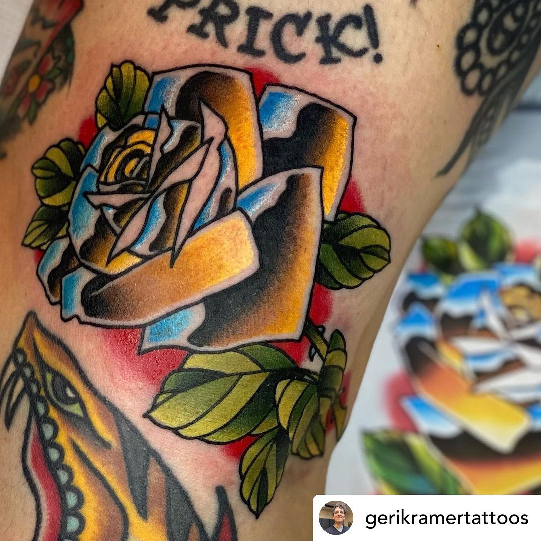 • @gerikramertattoos Last night I was given the opportunity to make a tattoo for @angiedifrantattoos before she moves 6000 kilometres away, and we had an amazing time.We made this cool rose throwback (I don’t think I’ve made a ‘chrome’ tattoo in 20 years!!) and also a wee little reminder that she’s forever a part of our shop lineage. She is an absolute whirlwind of a woman who stormed into our lives and just whipped a frenzy of joy around us, and gave the shop this beautiful wild energy of excitement. If you’ve had the pleasure of being tattooed by her - you know what I mean!!So in summation, Angie is rad as hell, and we’re all better for being in her orbit. 🥰🛸And if you’re looking to get tattooed by me outside of cancellations, I’ll be booking for the fall after August 1st. Y’all have truly overwhelmed me with projects, and I want to make sure I have the space and energy to make the best tattoo I can! Thank you for your continued trust. 🤩........#TransTattooer #TransTattooArtist #Transgender #Trans #QueerTattooer #TransWoman #QueerTattooArtist #QueerArtist #qttr #VictoriaTattooer #VictoriaTattooArtist#VictoriaBC #WeLoveTattooingYou #TattooZoo