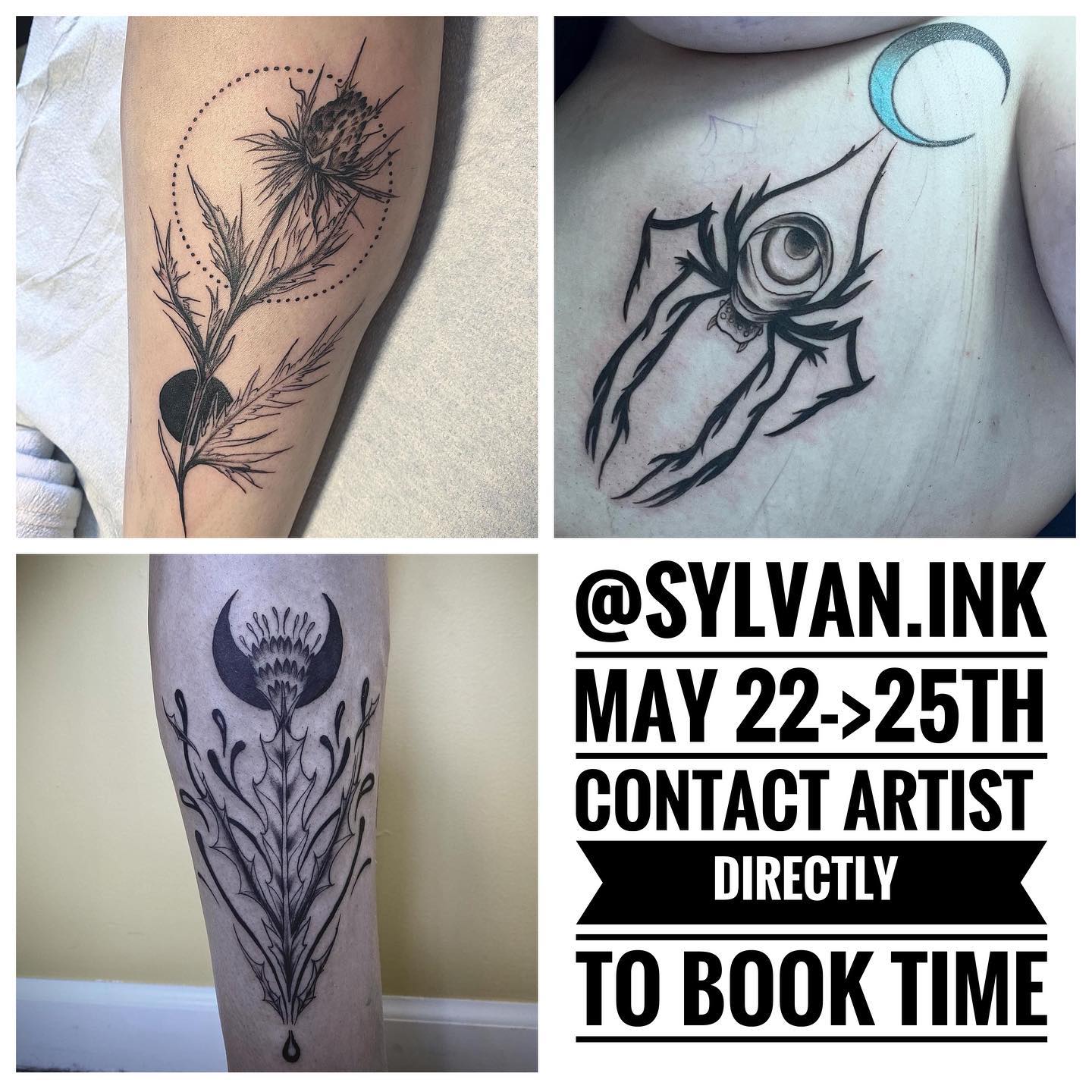 π₯ @sylvan.ink will be doing a guest spot with us on May 22,23,24 and 25th!! Contact artist directly to book time!! π€